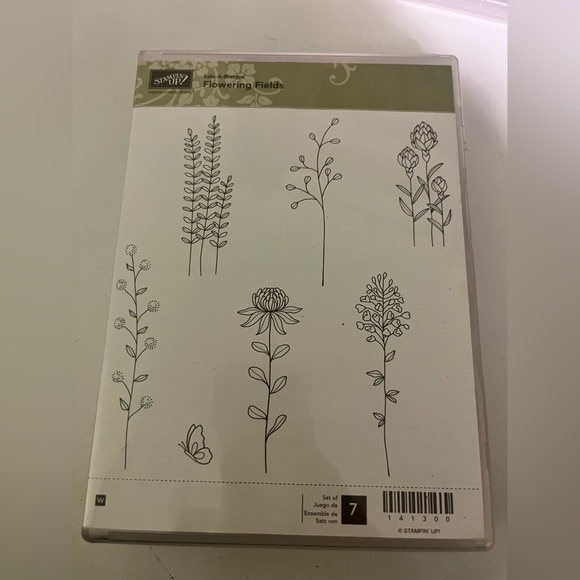Stampin Up FLOWERING FIELDS Wildflowers Wood Mounted Rubber Stamps Set Rare new - Picture 1 of 2